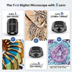 Digital Microscope 7 Triple Lens LCD Microscope with Screen Soldering for Kids