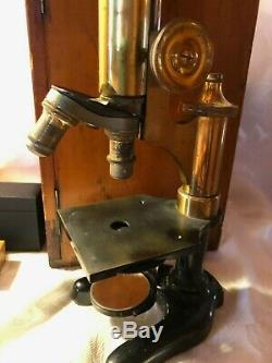 EARLY Antique Ernst Leitz Wetzlar Brass Microscope NO. 198284 c1917