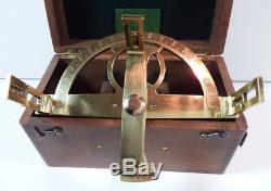 EARLY BRASS GRAPHOMETER by STANLEY of LONDON FITTED WOODEN BOX