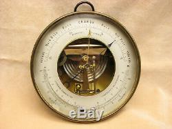 E. G. Wood Holosteric brass cased barometer with twin thermometers circa 1870