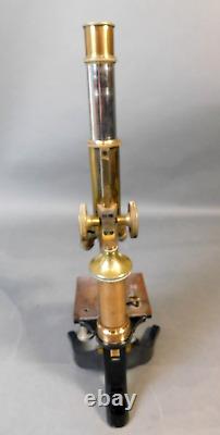 E Leitz Brass Microscope No 74818 Lenses 3 And 6 Antique Wetzlar Germany AM/JE