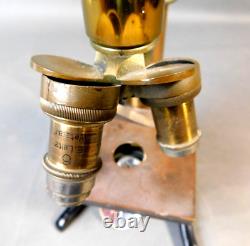 E Leitz Brass Microscope No 74818 Lenses 3 And 6 Antique Wetzlar Germany AM/JE