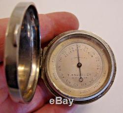 Early 20th century silver plated cased pocket barometer E KNAUS & Co WIESBADEN