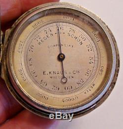 Early 20th century silver plated cased pocket barometer E KNAUS & Co WIESBADEN