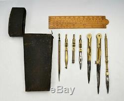 Early Shagreen Cased Drawing Instruments Signed Benjamin Cole, Circa 1750