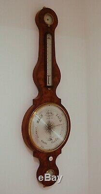 Early Victorian Flame Mahogany Wheel Barometer By Thomas Agnew Manchester