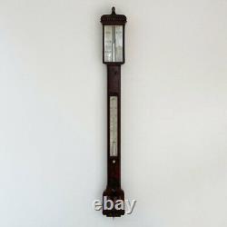 Early Victorian Pagoda Topped Stick Barometer By Bate Of London