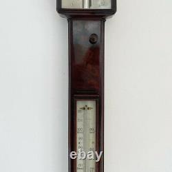 Early Victorian Pagoda Topped Stick Barometer By Bate Of London