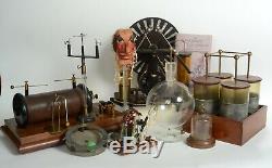 Early antique electric motor and electrostatic collection with Wimshurst machine