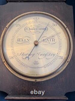 Edwardian Oak Barley Twist Barometer c. 1910