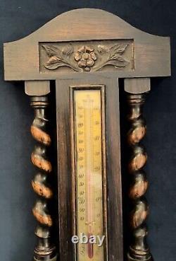 Edwardian Oak Barley Twist Barometer c. 1910