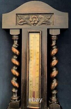 Edwardian Oak Barley Twist Barometer c. 1910