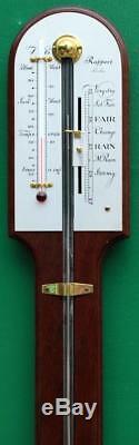 English Rapport London 36 Mahogany Stick Thermometer/ Barometer