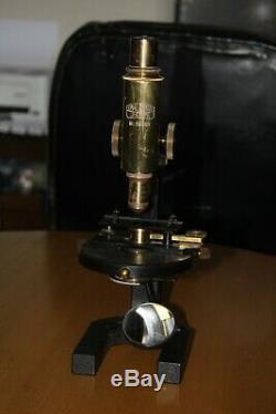 Excellent Antique Carl Zeiss Jena Microscope In Original Teak Carrier Case