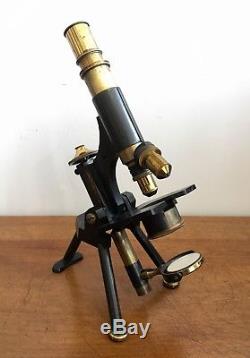 Excellent Antique J. Swift & Son Brass Microscope with Lenses in Original Box