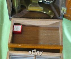 Extremely Rare Microscope Cased Monocular Brass probably Stanley c. 1875