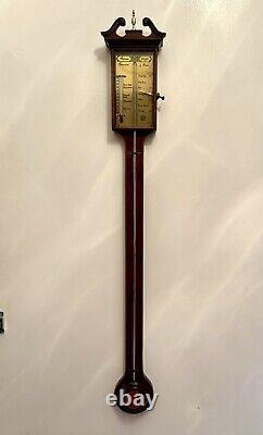 Fine 20thC Thomas Wright GIII Style Satinwood Banded Mahogany Stick Barometer