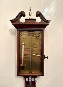 Fine 20thC Thomas Wright GIII Style Satinwood Banded Mahogany Stick Barometer