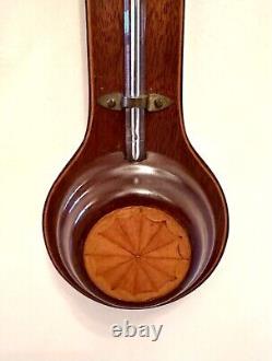 Fine 20thC Thomas Wright GIII Style Satinwood Banded Mahogany Stick Barometer