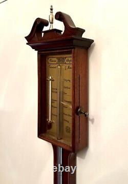 Fine 20thC Thomas Wright GIII Style Satinwood Banded Mahogany Stick Barometer