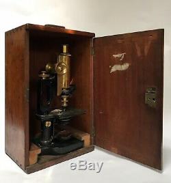 Fine Cased 1890s Baush & Lomb Rochester NY Monocular Microscope