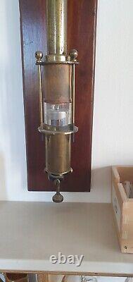 Fortin Stick Barometer. Brass mounted on a mahogany panel