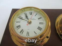 Foster Callear Brass Marine Ships Bulkhead Barometer & Clock in good condition