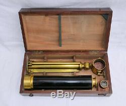 Four draw telescope with stand and case Chadburn Bros, Sheffield
