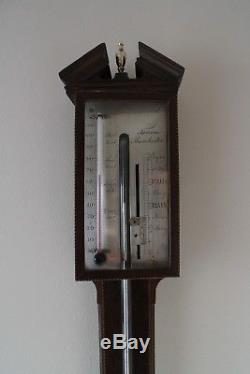 George III mahogany stick barometer early 1800 signed Furcone Manchester