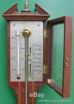 Georgian Style Vintage Feather Fan Mahogany Stick Barometer