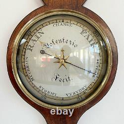Georgian Wheel Barometer With Rare Painted Dial By Volenterio Of Doncaster