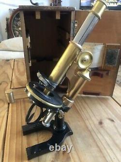 German Antique E. Leitz Wetzlar Brass Microscope (Serial No. 149547)