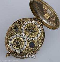 German astronomical moon phase alarm pendant watch with perpetual calendar 1635