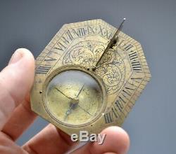Good 18th Century French Pocket Sundial In Original Case
