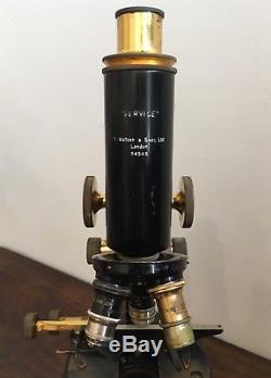 Good Antique Vintage Watson Service Microscope Lenses & Mechanical Stage in Box