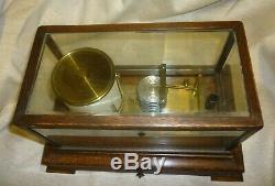 Good Looking Antique Oak Cased Barograph With Drawer