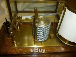 Good Looking Antique Oak Cased Barograph With Drawer