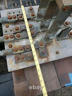 Huge Antique 3 Pole Knife Switch Electrical Punk Industrial on slate & Iron