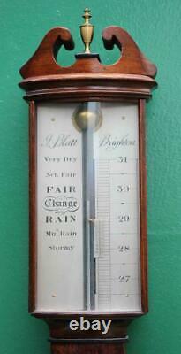 I Blatt Vintage English Flame Mahogany Bow Front Stick Barometer