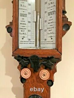 Irish antique stick barometer, Spencer and sons Dublin 1880, repair needed