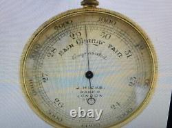 J. Hicks. London. Victorian Compensated Pocket Barometer. In Great Condition