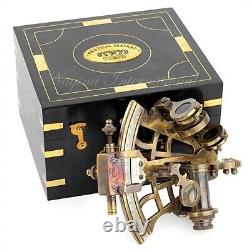 J. SCOTT Antique Sextant Nautical Brass Astrolabe Working Marine withBox