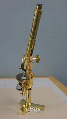 J. W. Queen & Co. Antique Brass Microscope Acme No. 3 Stand, Sn-1885, Circa 1890