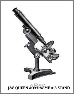 J. W. Queen & Co. Antique Brass Microscope Acme No. 3 Stand, Sn-1885, Circa 1890