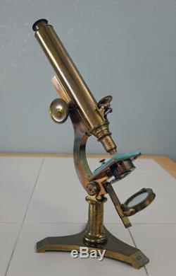 J Zentmayer Phila Antique Brass Us Army Hospital Microscope S/n-453, Circa 1870