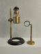 James How Brass Microscope Bench Lamp and Magnifiying Lens c1880