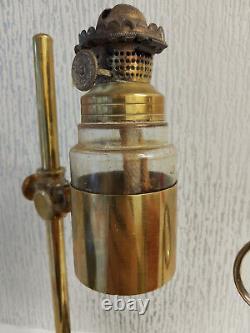 James How Brass Microscope Bench Lamp and Magnifiying Lens c1880