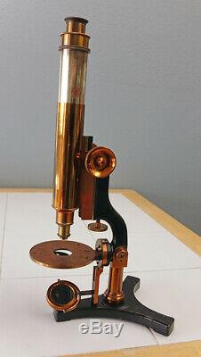 Jas. W. Queen & Co Antique Brass Microscope Acme No. 4 Stand Sn-1256, Circa 1886