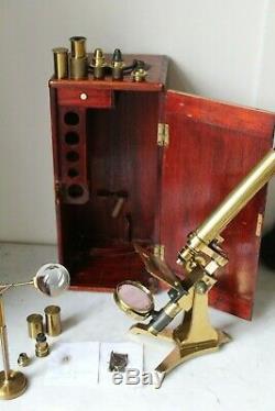 LOVELY ANTIQUE ANDREW ROSS LARGE BAR LIMB MICROSCOPE OUTFIT No. 308 C. 1849