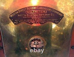 LRG Size EARLY Ser #556-Pat 1890 WESTON DIR READING LAB STANDARD Brass VOLTMETER